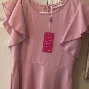 GORLYA PINK RUFFLE SLEEVE DRESS, GIRLS SIZE 14Y